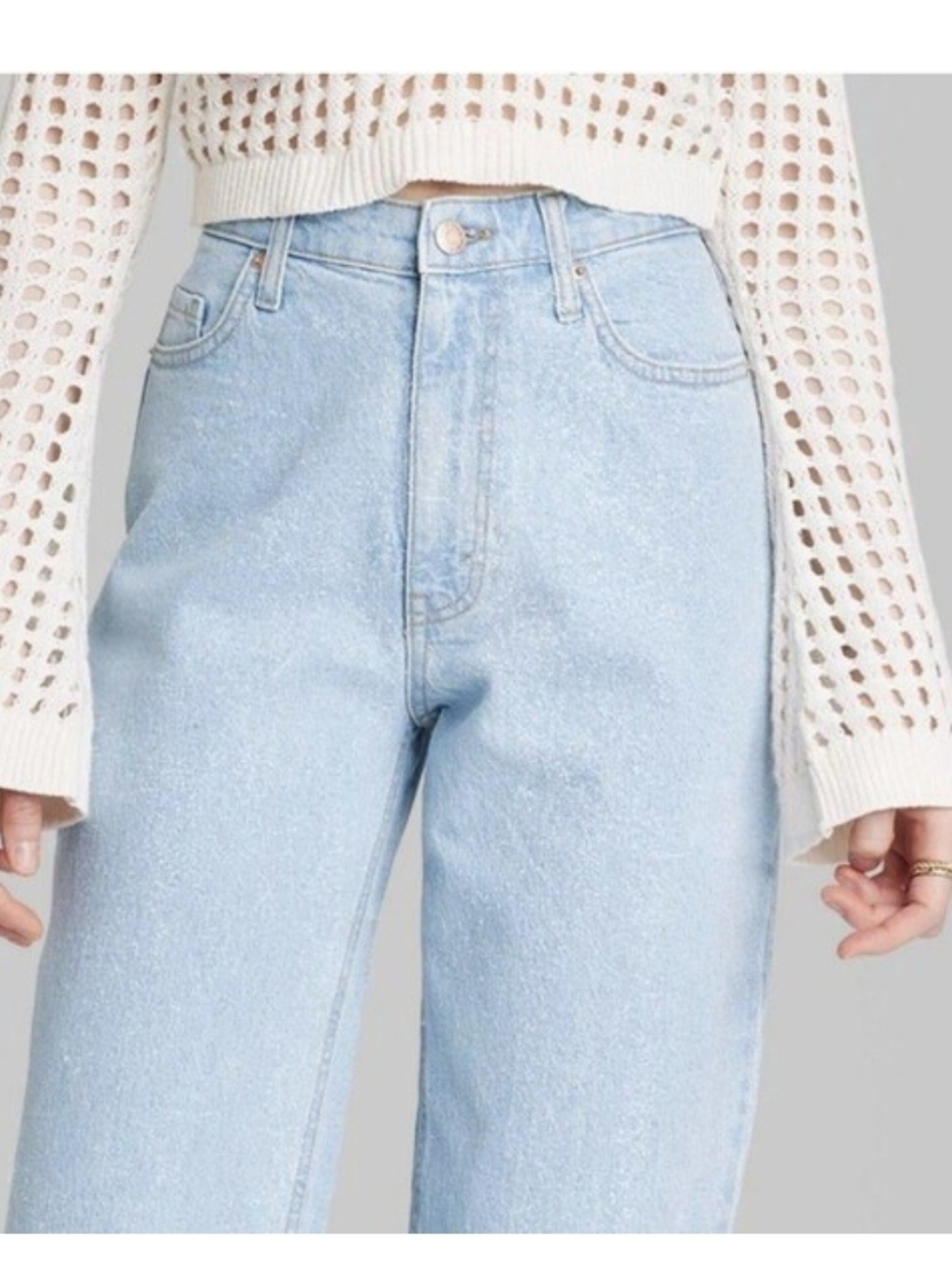 Wild Fable Women's 90's Relaxed Straight Low Stretch Glitter Light Wash SIZE 00 - Picture 3 of 6